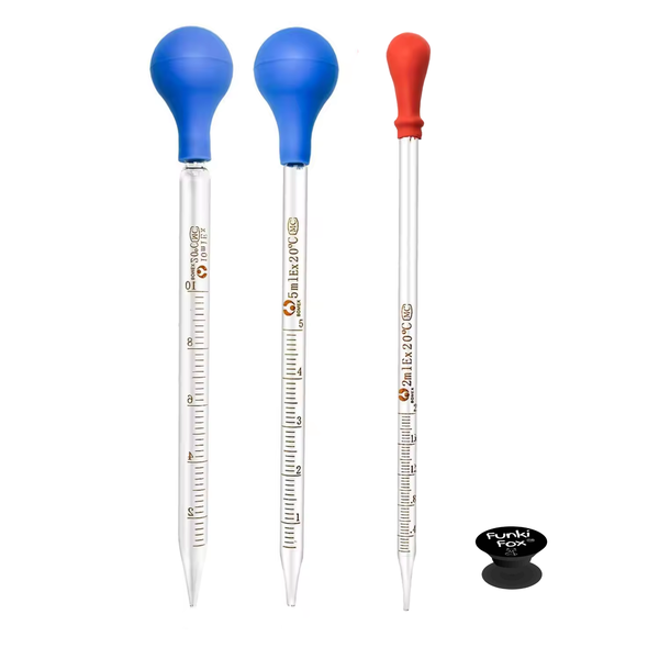 Funki Fox Set Of 3 Glass Graduated Pipettes - 2ml 5ml And 10ml