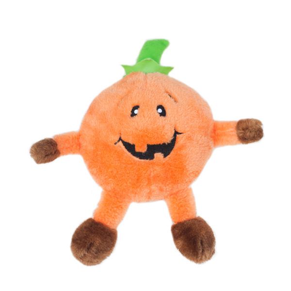ZippyPaws Halloween Brainey Squeaky Plush Dog Toy - Pumpkin