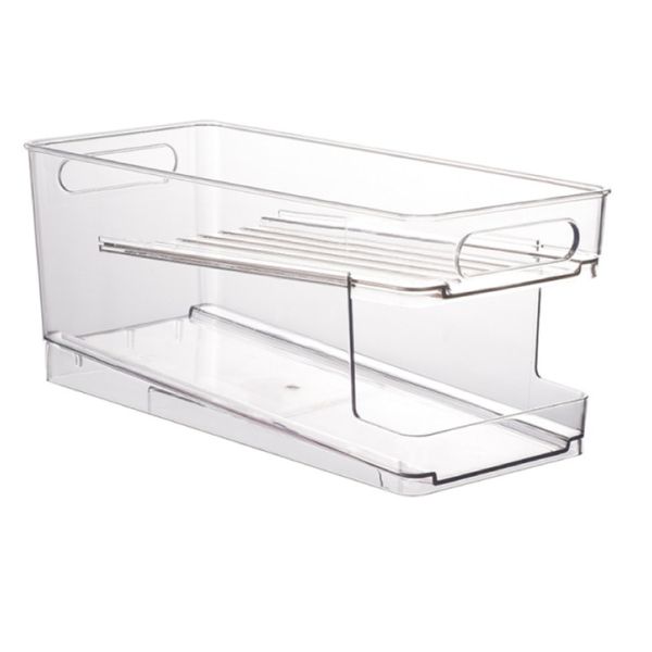 Kitchen Fridge Organizer Bins Soda Can Dispenser 2Tier Rolling