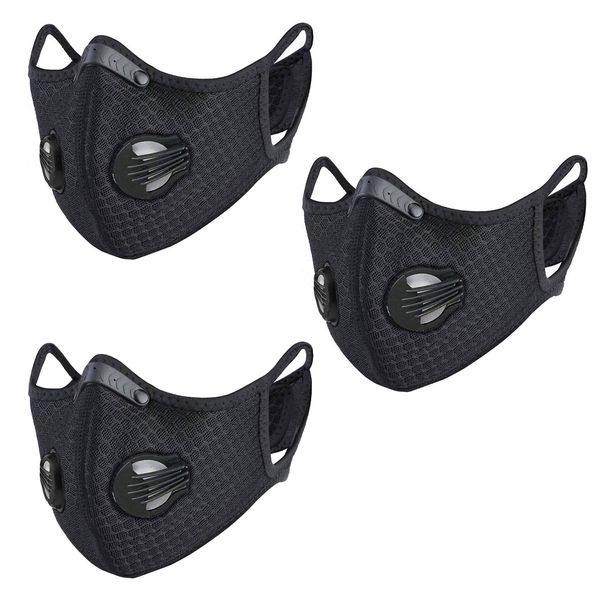 Reusable Sports Face Mask Washable with Double Valve (Pack of 3)