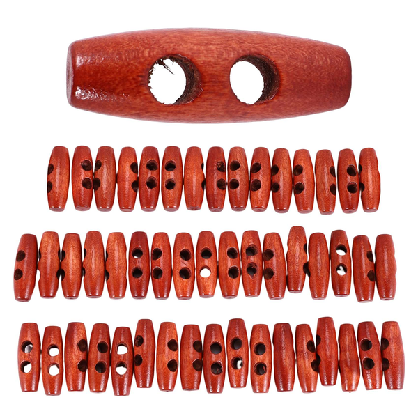 50 Pieces Olive Shape Wooden Toggles Buttons 2 Holes Sewing