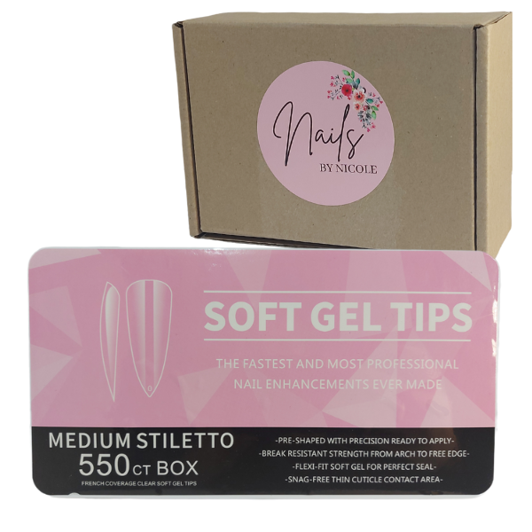 Soft Gel Tips - Full Cover Medium Stiletto - 550 Piece - Nails by Nicole