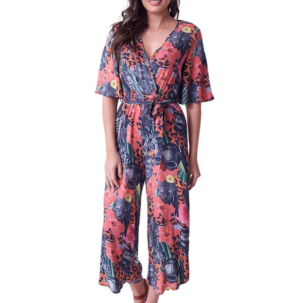 Holmes Bros Ladies Zulu Floral Jumpsuit Red