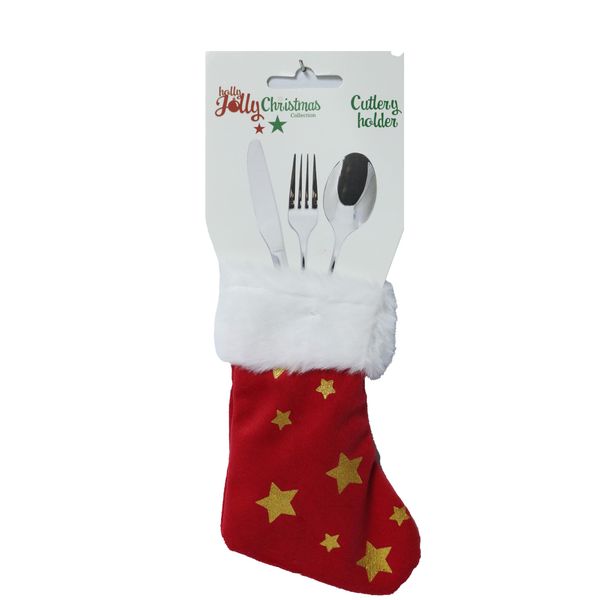 4PC Festive Cutlery Holder - Christmas Stocking Size 9x14CM