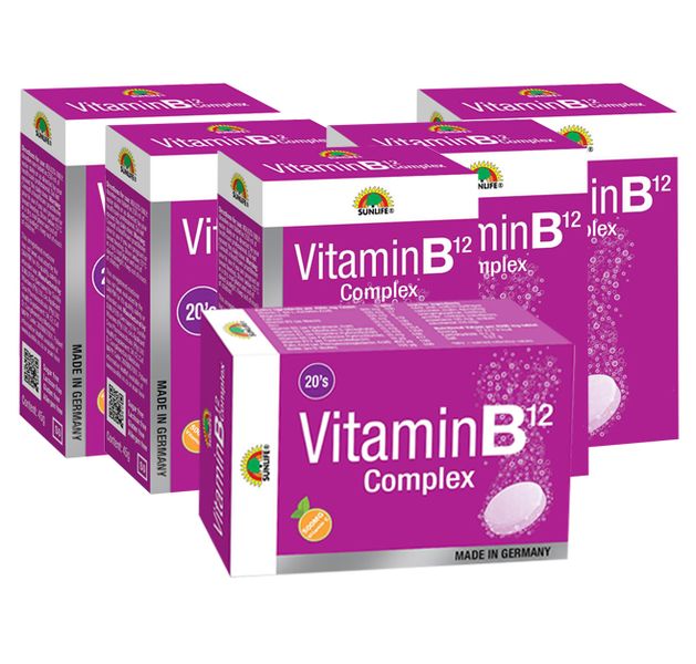 Sunlife Vitamin B12 Complex - 20 Effervescent Tablets x 6 Pack