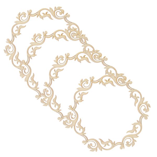 Craft Scrapbooking Flower Wreath Wooden Frame 10cm - Set of 4 Bird