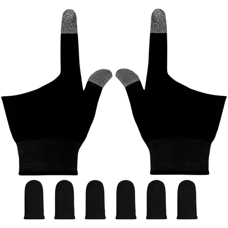 Gaming Gloves And 6 Finger Sleeves Mobile Gamer Anti-slip Touch Screen Image