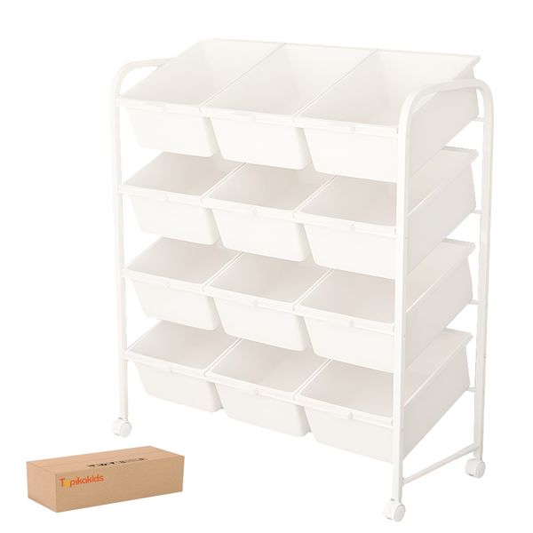 Topika 4 Tier Multipurpose Kids Toy Organizer with 12 Storage Bins