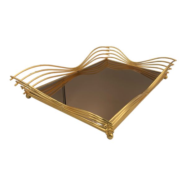 Tray 43x30x6cm Gold With Bronze Mirror