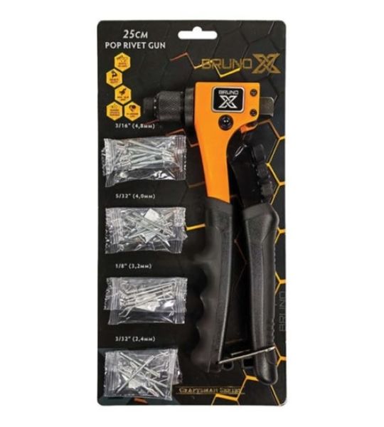 BrunoX 250mm Heavy Duty Pop Rivet Gun With Rivets