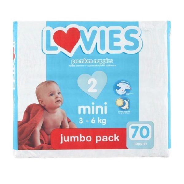 Lovies - Premium Mini Size 2 Jumbo Pack Nappies 70's