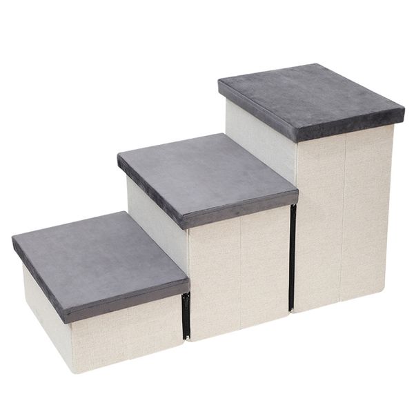 Adjustable Dog Steps Stairs With 3 Storage Boxes Foldable