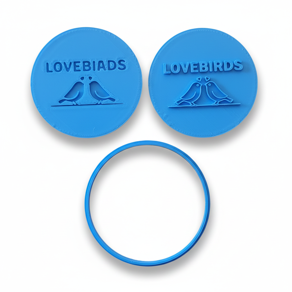 Lovebirds Fondant Stamp &amp; Cutter Set - Valentine's Day - 3-Piece - 6cm