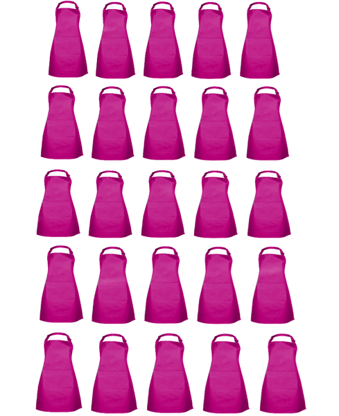 Selphies - Set /Pack of 25 Neck Adjustable Apron - Cerise Pink
