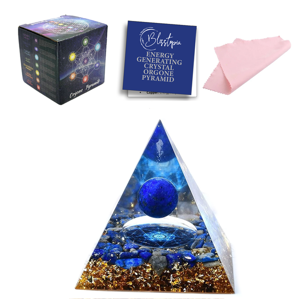 Orgone Crystal Pyramid Lapiz Lazuli &amp; Sacred Geometry-Wisdom &amp; Intuition