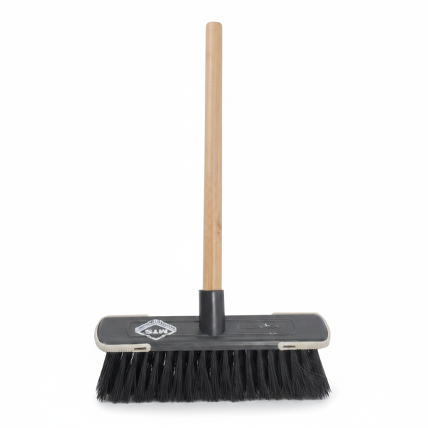 MTS Budget Broom with Push-In Handle - Lightweight Plastic Bristles
