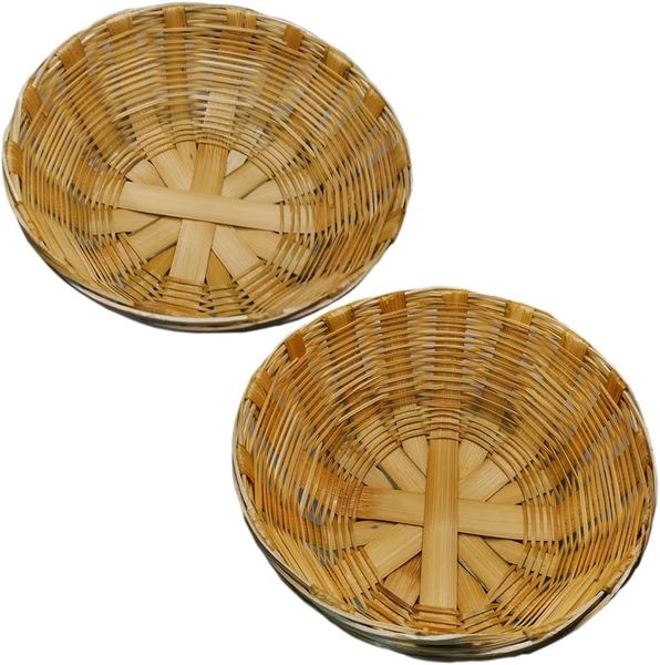 Round Flat Bamboo Trays - Set of 2
