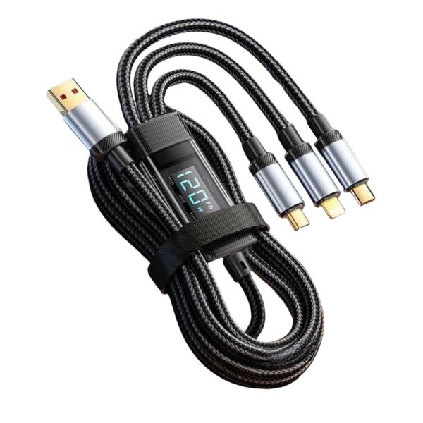 3-in-1 Charging Cable, Universal Multiple Charger Cord with Type-C - Black