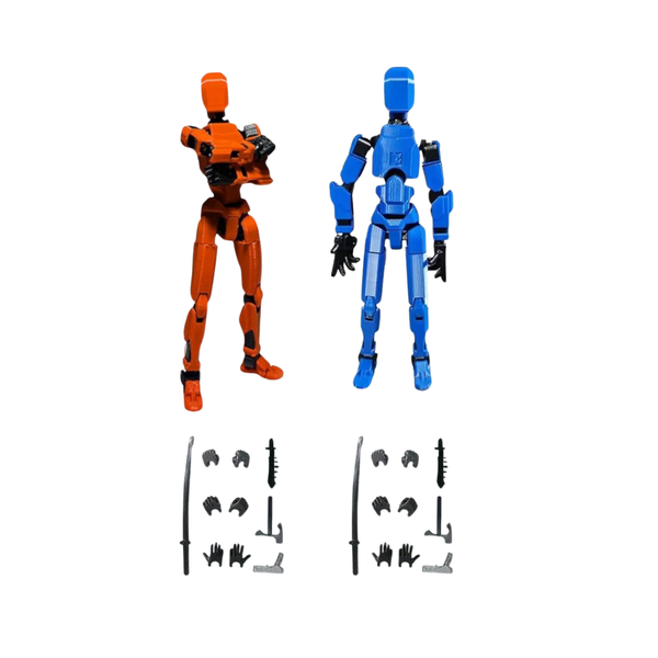 Titan 13 Robot Action Figure Set, 3D Printed with Movable Joints T13 - Set of 2