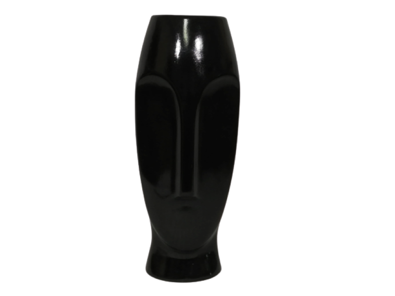 Vase Ceramic 43cm Portrait Man Black