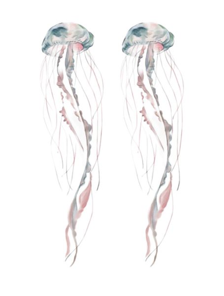 1 Piece - Intricate Jellyfish Design Temporary Tattoo - Multicolor