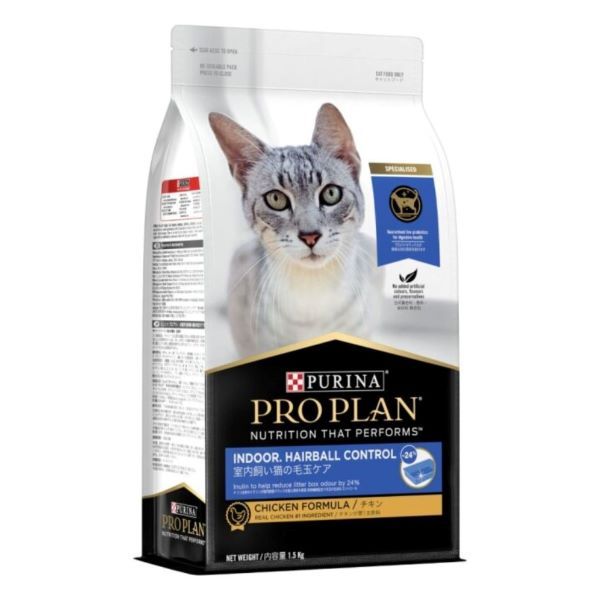 Purina Pro Plan Adult Indoor &amp; Hairball Control Cat Food 1.5kg