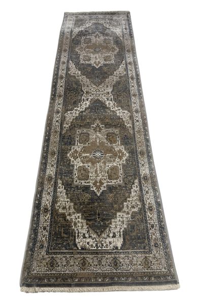 Grey And Beige Turkish Rug/Runner - 80 x 300