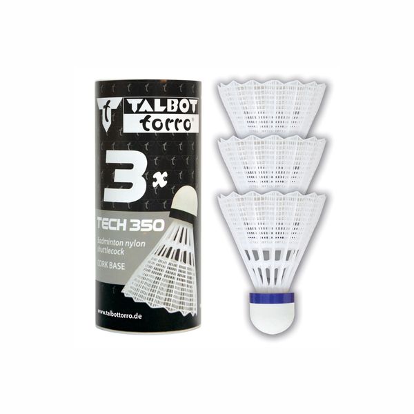 Talbot-Torro Tech 350 Shuttlecocks - White - 3 Pieces