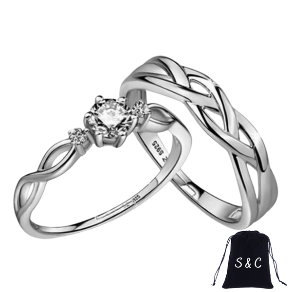 S &amp; C Silver Plated 2pcs Best Friend Infinity Endless Love Symbol Rings