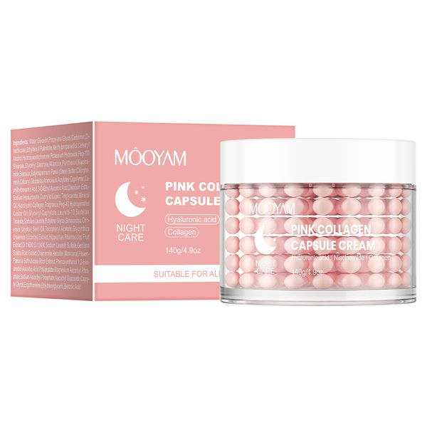 Mooyam Pink Collagen Capsule Cream - Firming &amp; Hydrating Night Cream 140g
