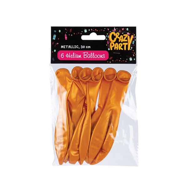 Helium Balloon - 6 Piece - Latex - Metallic Gold - 10 Pack