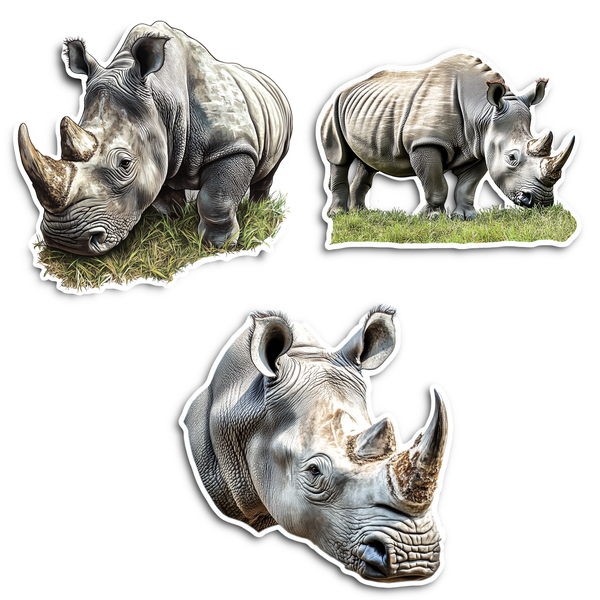 TrendSpire Rhino Vinyl Stickers (Colour) - Set of 3