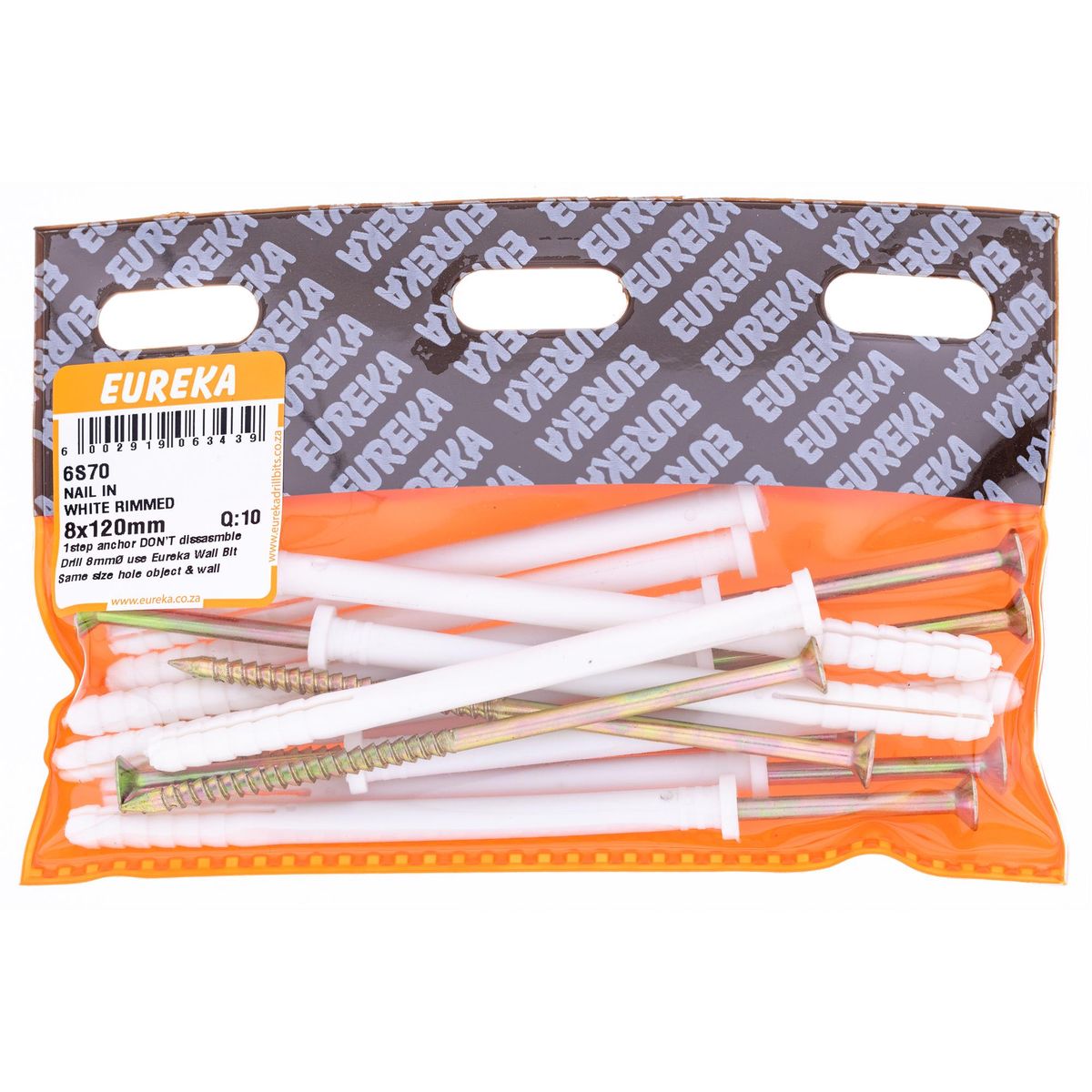 EUREKA Nail In Anchor White Rimmed 8 X 120mm Q 10 6S70 Buy Online In 