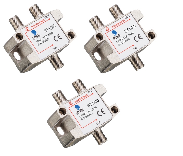 Space TV Satellite IF Tap - 1 Way - 20db (5 – 2250MHz) - 3 Pack
