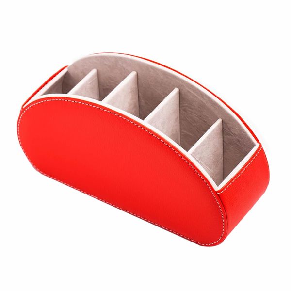 Remote Control Holders Organizer Box with 5 Compartment PU Leather