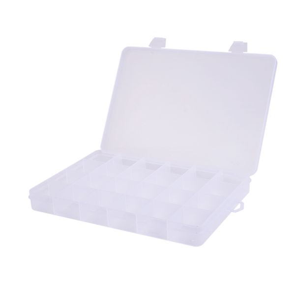 24 Compartments Plastic Box Case Jewelry Bead Storage Container