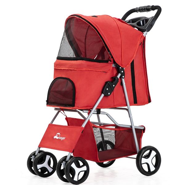 Lightweight Foldable 4 Wheels Pet Travel Trolley Cat Dog Jogger Stroller