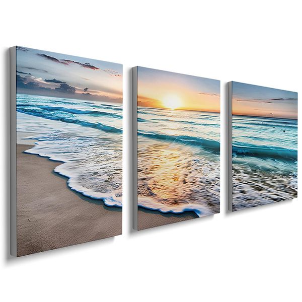 Canva Art-3 Piece Sunset Beach Canvas Wall Art Decor