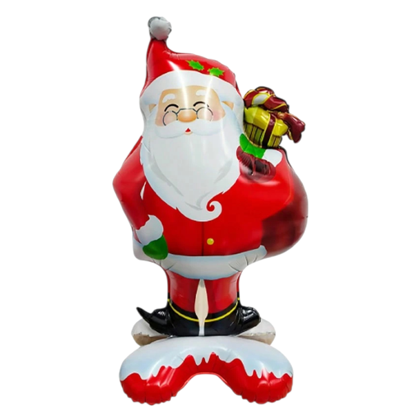 Festive Standing Santa Claus Foil Balloon with Gift Sack - Multicolor