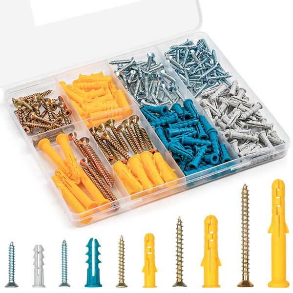 Drywall Anchor And Screw Combination Set, 270 Pieces