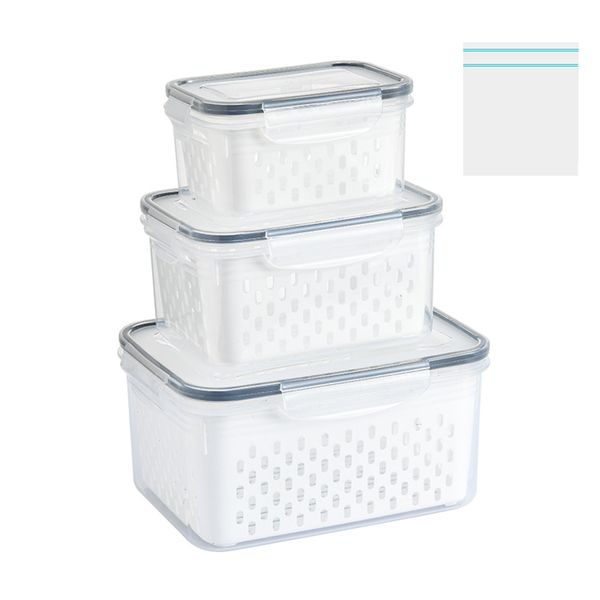 3 Pcs Fruit and Vegetable Containers storage boxes 20Pcs Food Storage Bags