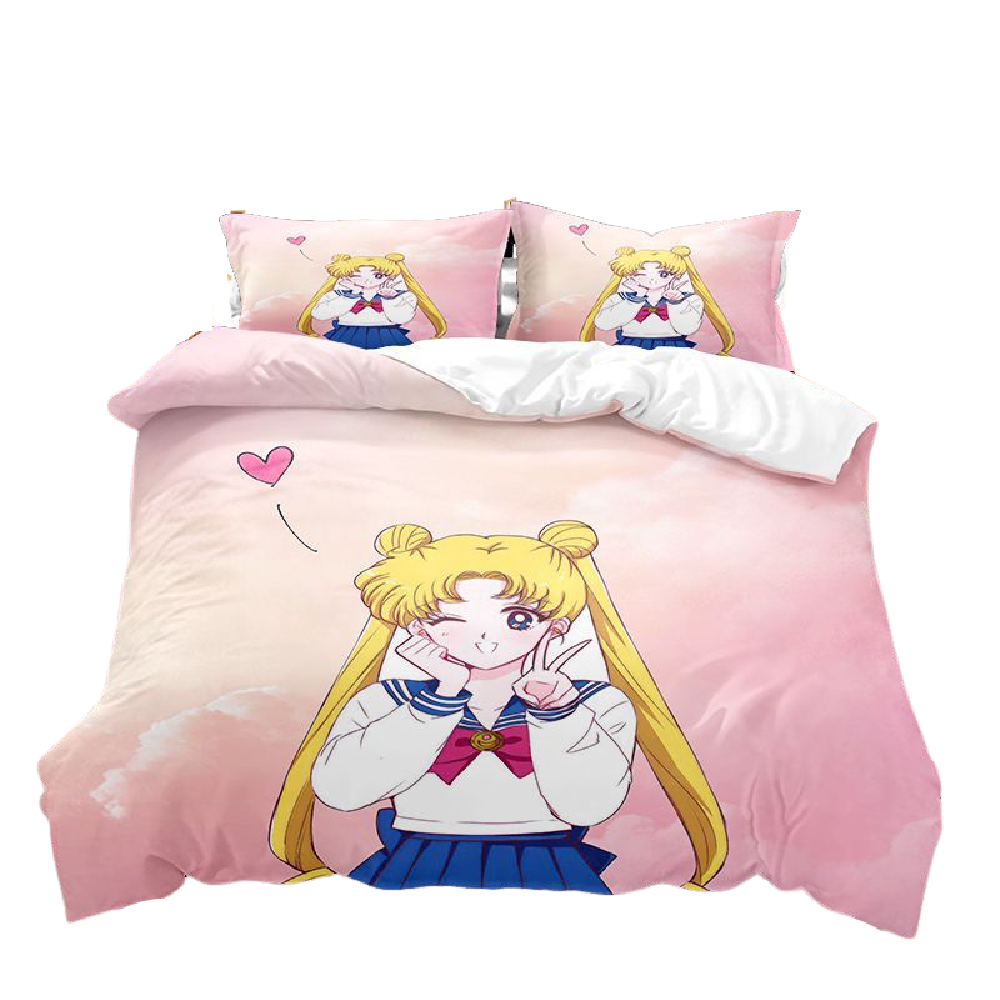 Pink Sailor Moon 3D Bedding Set Anime Duvet Cover Set