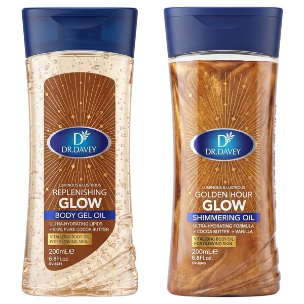 2 Pack Dr Davey Luminous Cocoa Butter Body Gel Oil &amp; Shimmering Oil Duo