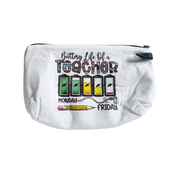 Teacher Cosmetic Bag Makeup &amp; Stationery Pouch 22x13.5cm - Battery Life