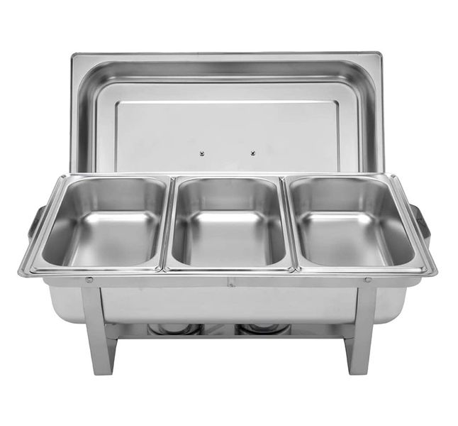 High Quality Stainless Steel Food Warming Triple Pan Chafing Dish - 9 Ltr