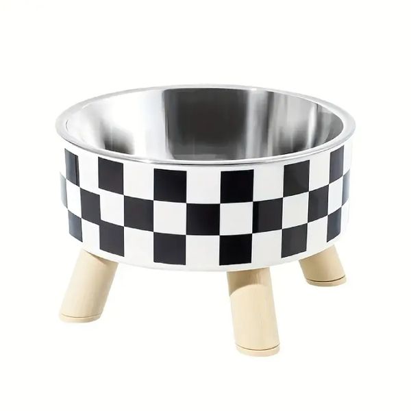 Chlo Pets Elevated Cat Feeder Stand with Anti-Choke Food Bowl - Checkered