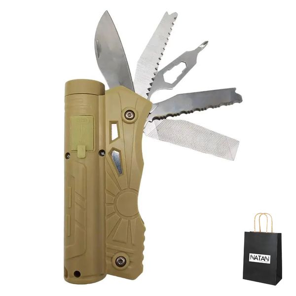 Portable Multi-Function Knife Tool with Built in Lamp + Natan Gift Bag