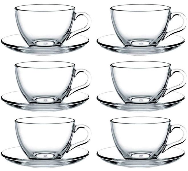 Cup &amp; Saucer Set 12 Piece Glass Espresso Basic 97984