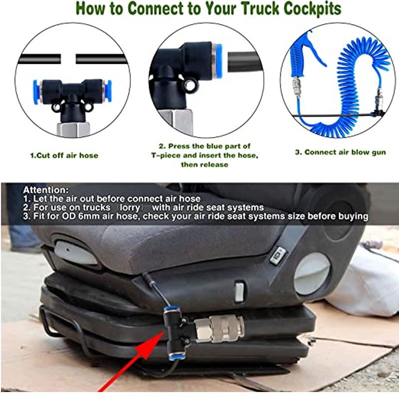 Heavy Duty Air Blow Gun Kit – Long Nozzle For Truck & Car Cleaning, Includes 5m PU Hose & T-Fitting