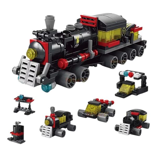 118 Piece 6-in-1 Steam Train Building Toy - Multicolor